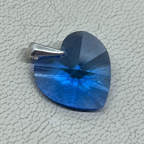 Dije Corazón Plata 925 Cristal Austríaco Azul