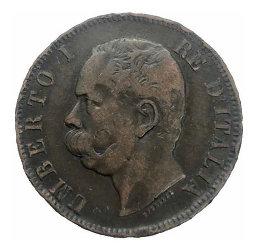 Moneda Humberto I Rey Italia De 10 Centésimo Año 1893 Cobre