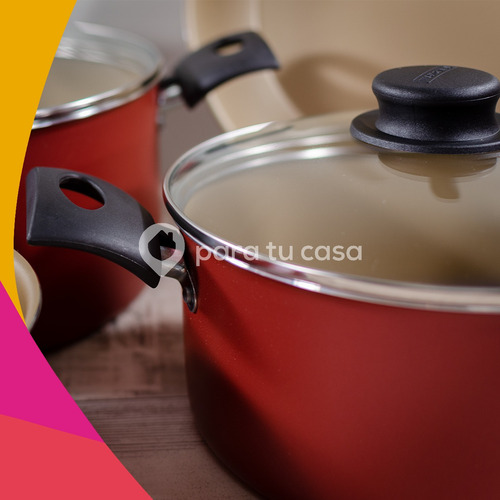 Imagen 2 de 10 de Ollas Tramontina Bateria Cocina Set 7 Pz Turim Teflón Ct