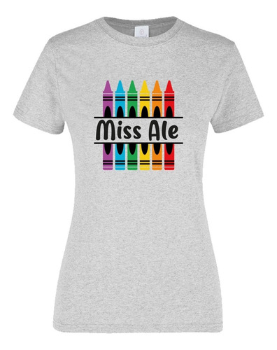Playera Para Maestros Personalizable Crayolas Dama Cab 15pz