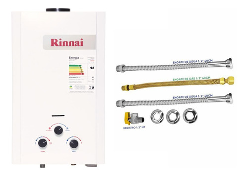 Aquecedor Rinnai 9 Litros Prata M90 Cfh Glp (mecânico) + Kit