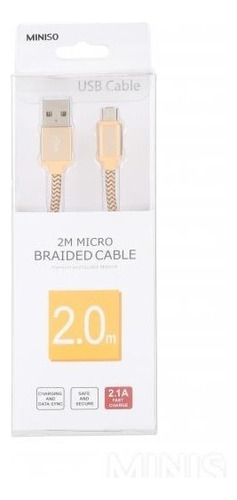 Cable Trenzado Micro Usb A Usb 2m Miniso Color Amarillo