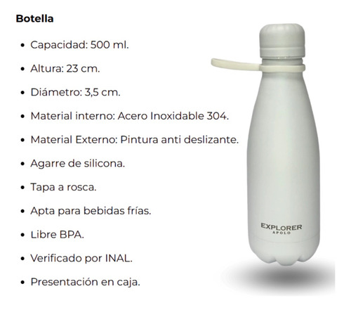 Botella Deportiva Multiusos Explorer Apolo 500 Ml Blanco