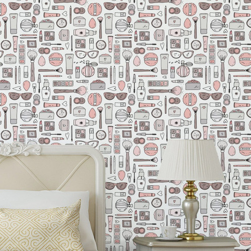 Imagem 2 de 3 de Papel De Parede Adesivo Maquiagem 270x57cm