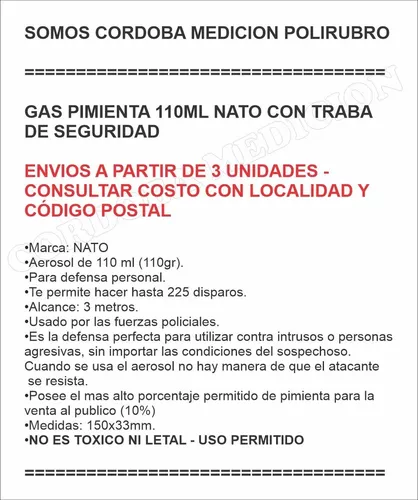 MALCREADO34401 Gas Pimienta NATO 110 ML