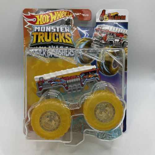 Hot Wheels Monster Trucks, Bomberos, 5 unidades de alarma, camión, color Power Smashers