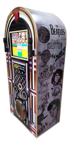 Maquina De Musica Jukebox Karaoke Retrô Box 7x1com Bluetooth Cor Cinza 110v/220v