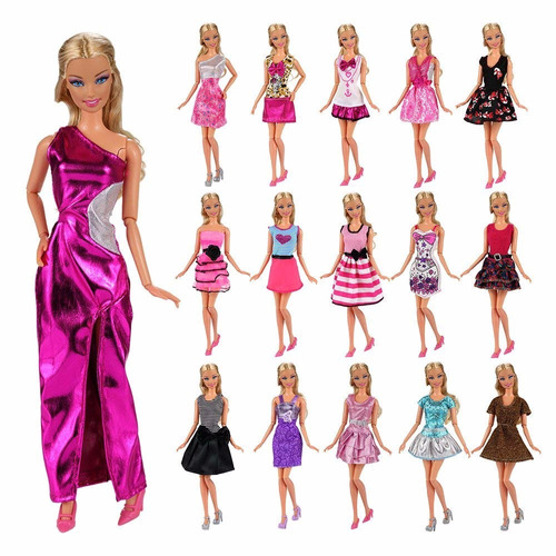 Kit Com 12 Roupinhas E Acessórios Para Barbie Fashion