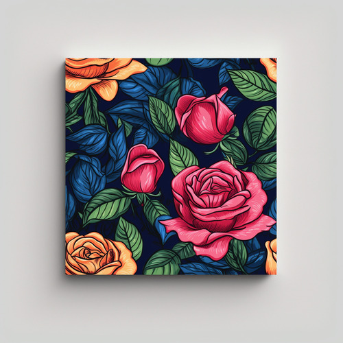 Cuadro Decorativo Linda: Concepto De Rosas Ilustradas 30x30c