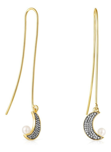 Pendientes Nocturne Luna Plata Vermeil, Diamantes Tous