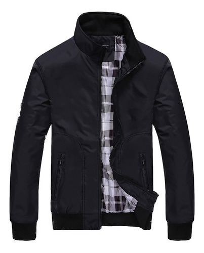 Chaqueta Casual A Cuadros Con Cuello Alto