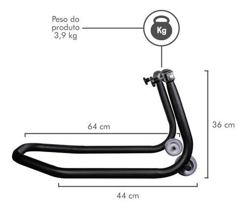 Imagem 4 de 10 de Cavalete Universal Traseiro Moto Nxr Bros 160 Xre 190 300
