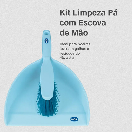 Kit Limpeza Compacto Com Escova Suave E Pá Resistente Azul