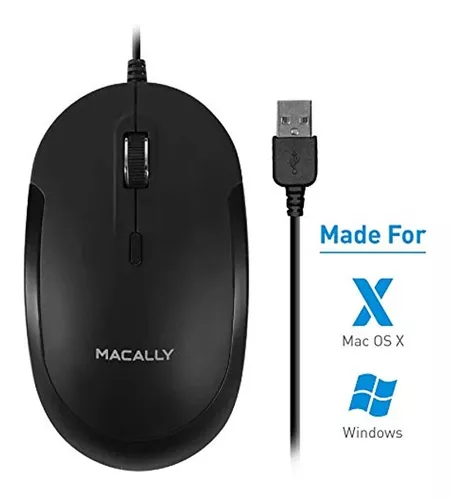 Mouse Óptico con Cable Usb Tipo C Macally con Click Silencioso para Mac y  Windows Negro