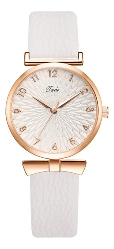 Reloj Mujer Elegante Moda Estilo Clásico Estuche Acero Blanco Dorado Blanco