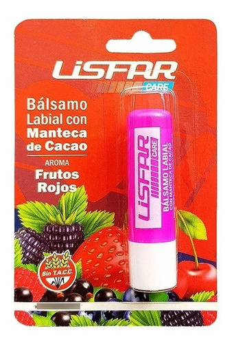 Bálsamo Labial Manteca De Cacao Frutos Rojos Lisfar X 4 Uni.