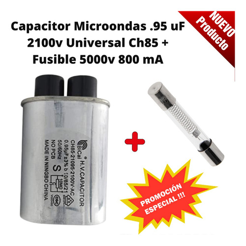 Capacitor Microondas 0.95 Uf 2100v Con Fusible 5000v 800ma
