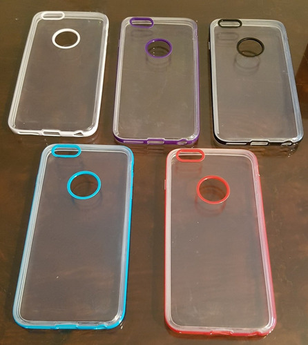 Fundas iPhone 6 Y 6plus, Silicona Transp. C/ Borde Color
