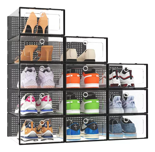 Paquete de 12 cajas de zapatos apilables organizador de armario