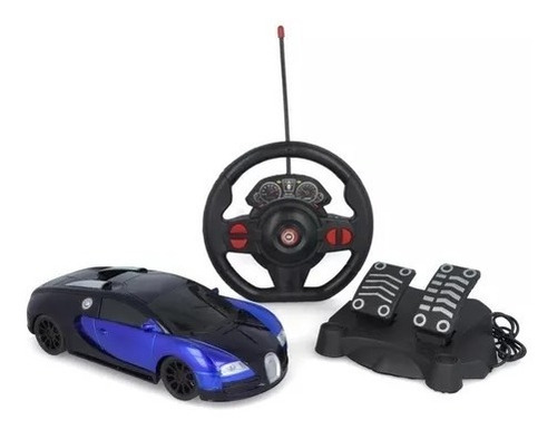 Auto Carrera Control Remoto 4 Canales Volante Pedalera  25cm