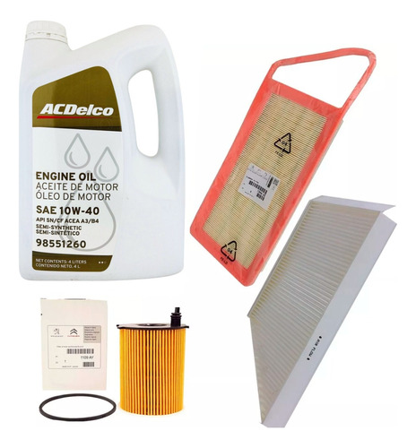 Kit Filtros Aceite Aire Habitaculo 10w40 Peugeot 207 1.4 Hdi