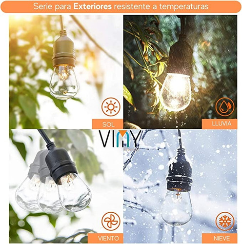 Guirnalda De Luces P/exterior Led 15m 26 Focos Para Exterior
