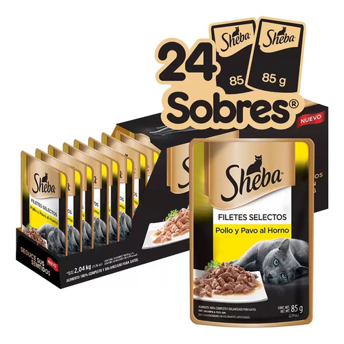 Sheba Alimento Húmedo Para Gato Sabor Pavo Y Pollo 24pzs/85g