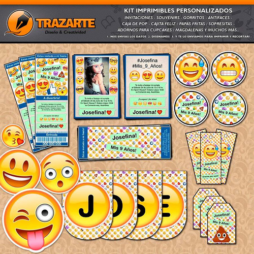 Kit Imprimible Emojis Emoticones Personalizado Candy Bar