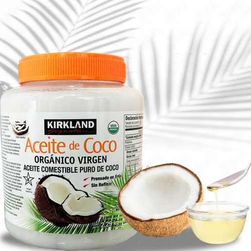 Aceite De Coco Orgánico Virgen, Comestible, Kirkland 2.29 Kg