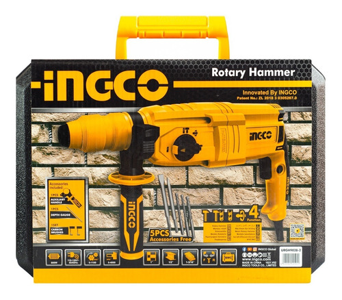 Rotomartillo 800 W Ingco Sds Plus Profesional Con Broquero Color Amarillo