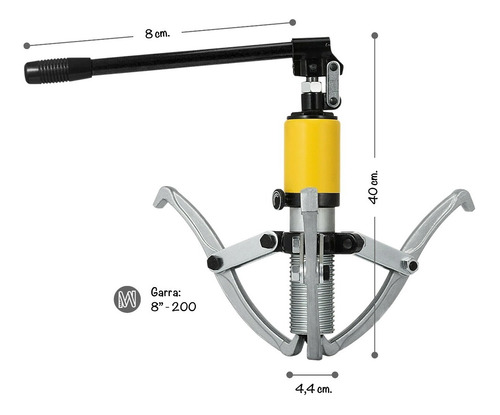 Imagen 2 de 10 de Extractor Hidráulico 3 Patas Poleas Rulemanes 200mm.