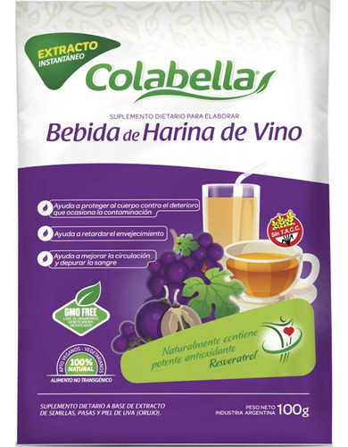 Bebida De Harina De Vino Antioxidante Colabella 100g