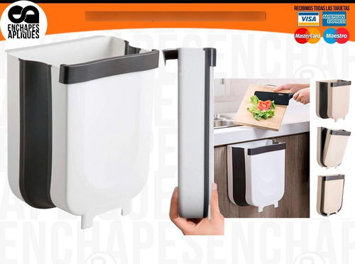 Imagen 3 de 4 de Basurera Cocina Portátil Pvc Plegable Blanco O Marrón 5 Lts