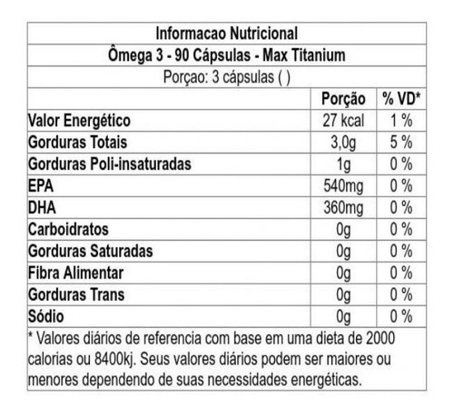 Ômega 3 - 90 Cápsulas - Max Titanium