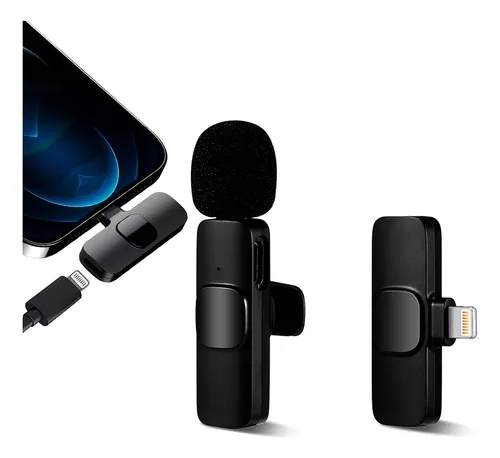 Microfono Inalambrico Para iPhone Microfono Lavalier Celular Color Negro