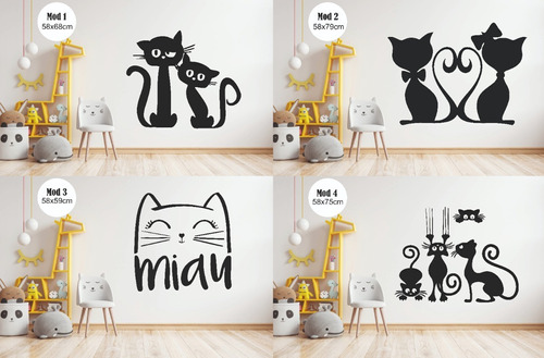 Vinilos Decorativos Gatos Gatitos Mascotas Mural Infantil