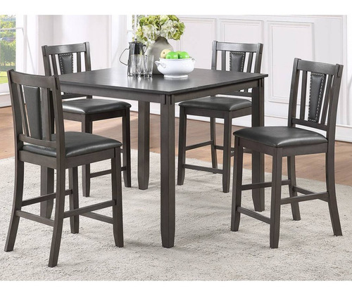 Juego De Comedor Alto Espresso Poundex Mlf2543