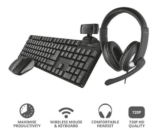 Imagen 7 de 9 de Kit Home Office 4 En 1 Trust Teclado + Mouse + Audífono