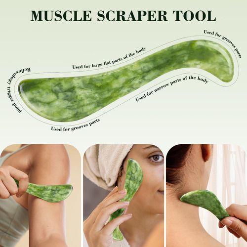 Herramienta De Masaje Gua Sha Con Piedra De Jade Tabla Guash