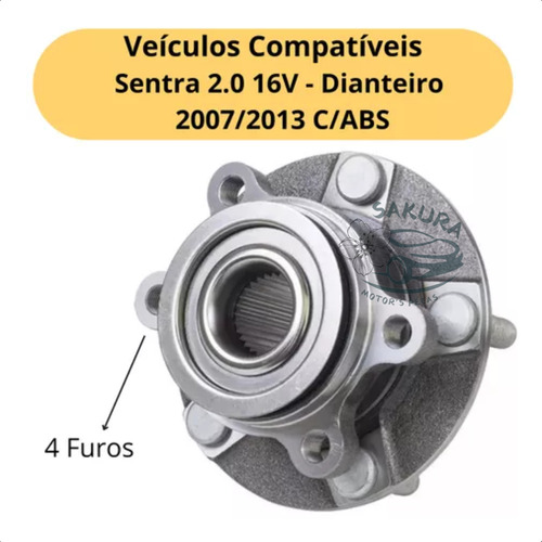 Par Cubo De Roda Dianteiro Nissan Sentra 2.0 07 / 13 Com Abs