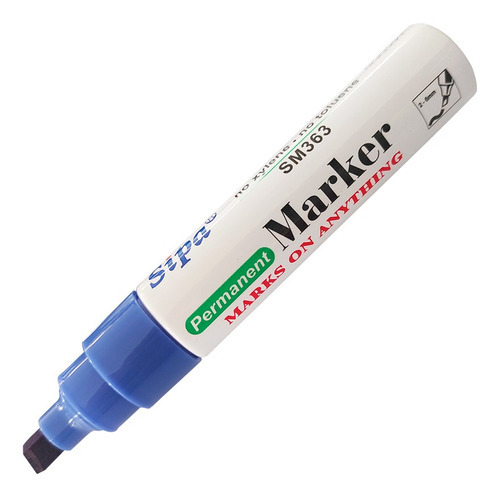 Marcador Permanente Sipa Marker Azul 6.0 Mm Punta Cincel