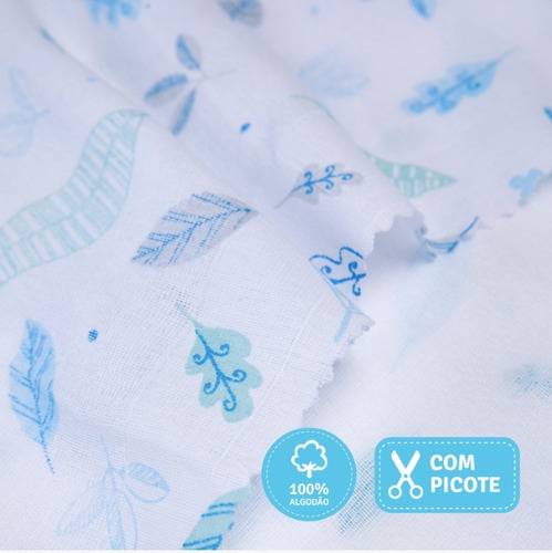 Fralda Bebê Papi Especial Estampa 60x60cm Com 15 Macia Tamanho AZUL