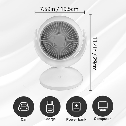 Ventilador Escritorio Circular Potente De 29cm 4velocidades 29 Cm 60 Blanco Blanco Plástico 3