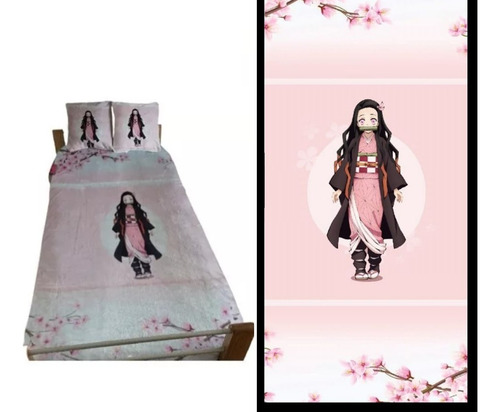 Manta Nezuko + 2 Fundas Almohadon