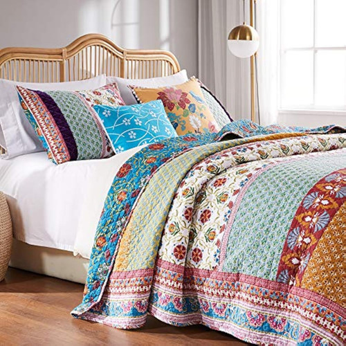 Juego De Ropa Cama Acolchada 2 Piezas Matrimonial Multicolor