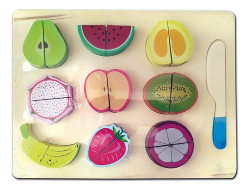Juego De Encastre Figuras De Frutas Puzzle Didáctico Bebe Color Multicolor