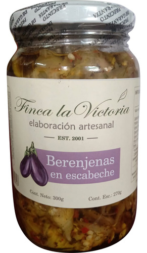 Berenjenas Escabeche Artesanal Finca La Victoria X300g