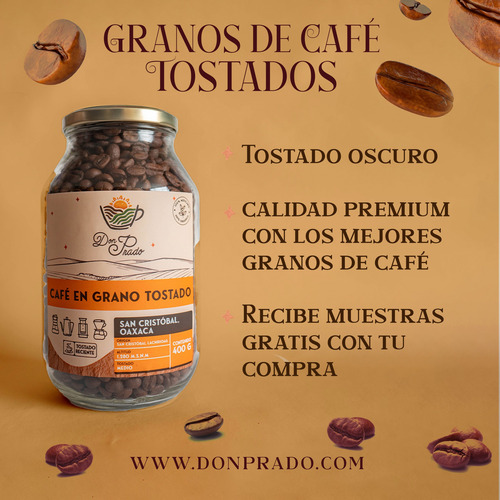 Frasco De Granos De Café Tostado Oscuro 400 G