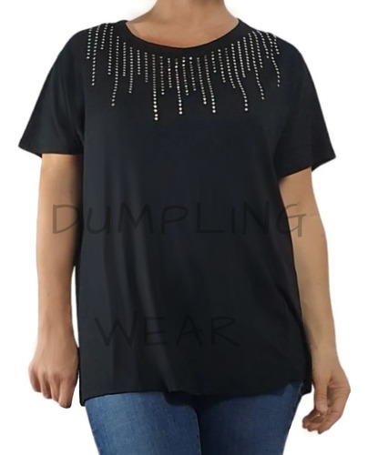 Remera Modal Spandex Brillos Talles Grandes Especiales