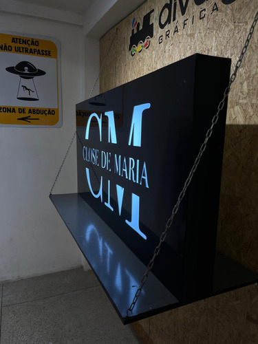Placa Fachada Acm Luminosa Led Logo Comercio Externo Vazado